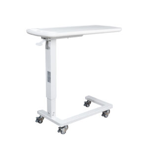 ภาพโต๊ะคร่อมเตียง EazyCare รุ่น Overbed Table สีขาว ระบบโช๊ค ปรับระดับความสูงได้ง่าย เหมาะสำหรับผู้สูงอายุและผู้ป่วย